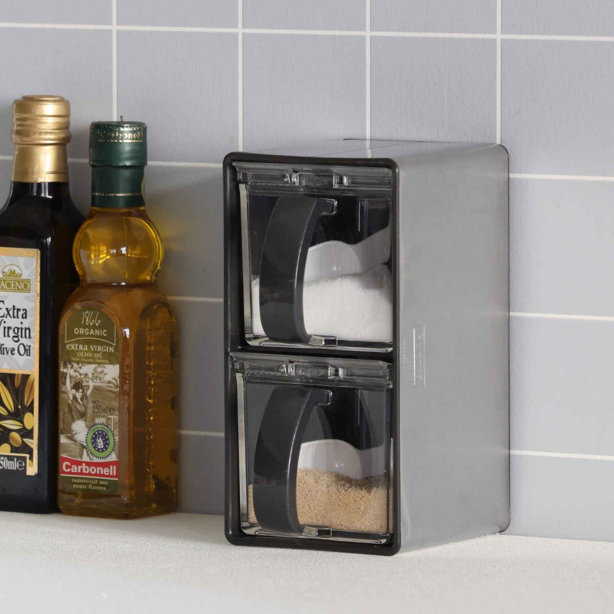 アスベル（ASVEL） 調味料ストッカー 2個組 ステンレス製ラック付き