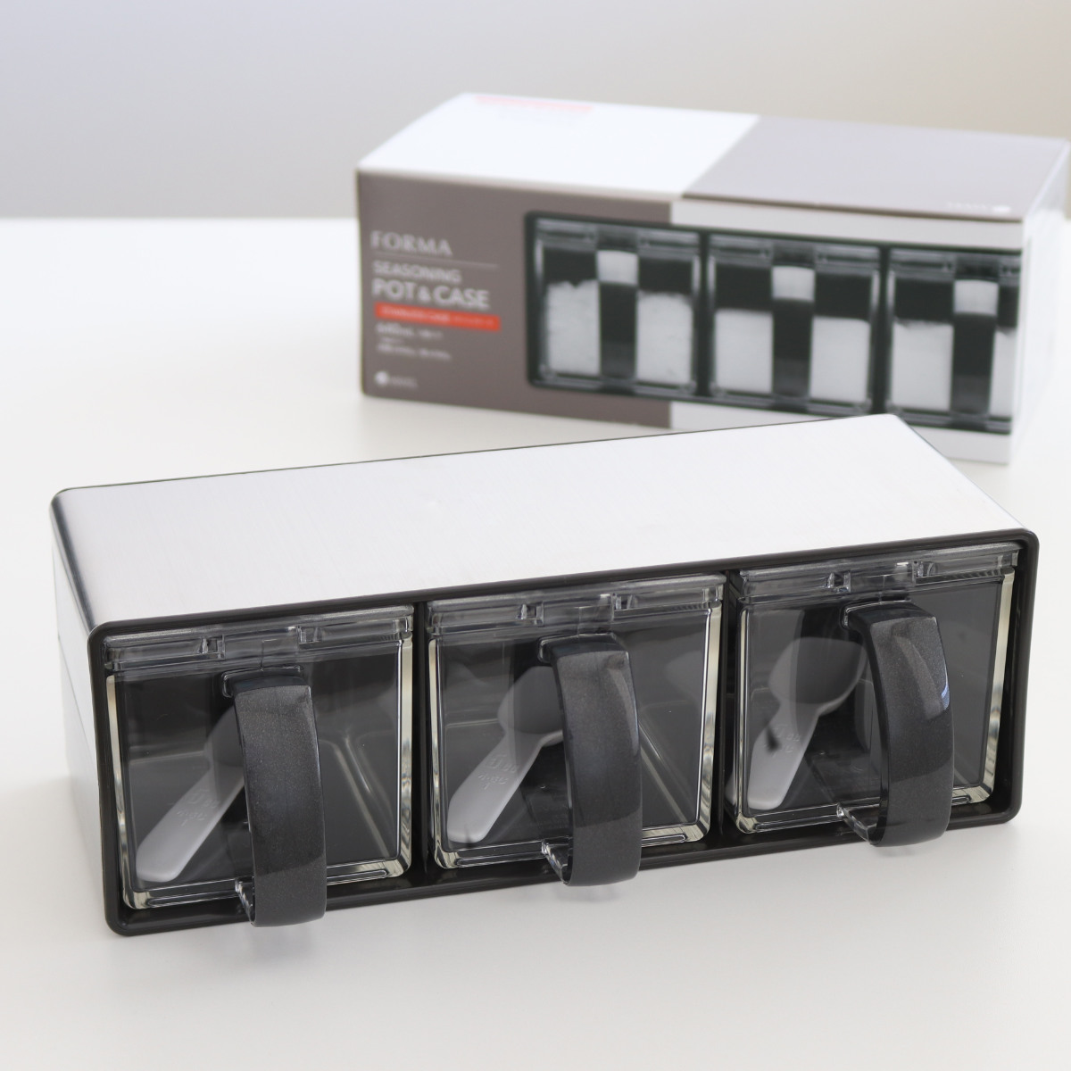 アスベル（ASVEL） 調味料ストッカー 3個組 ステンレス製ラック付き