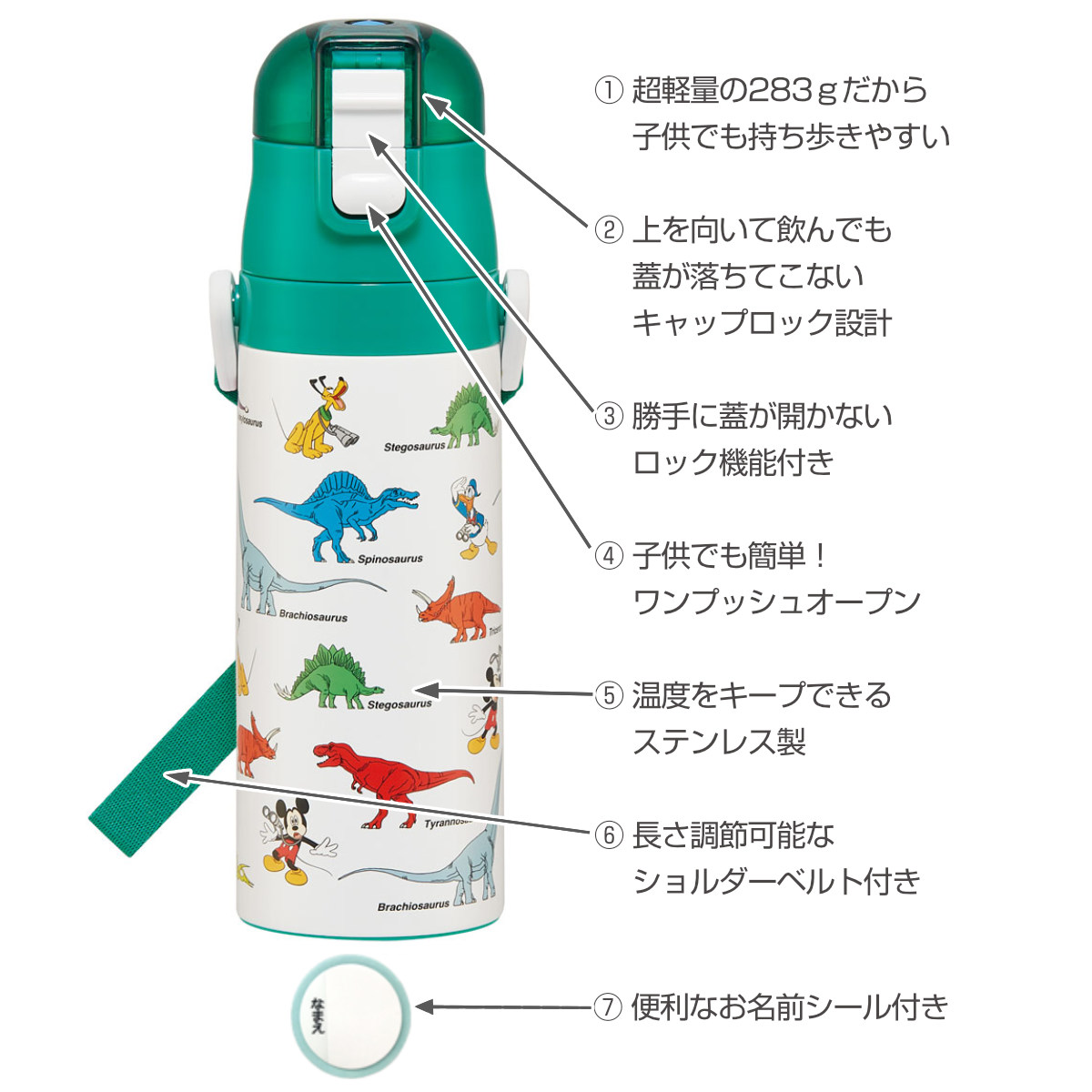 スケーター 水筒 470ml 超軽量ダイレクトボトル MK＆FR恐竜 保冷専用