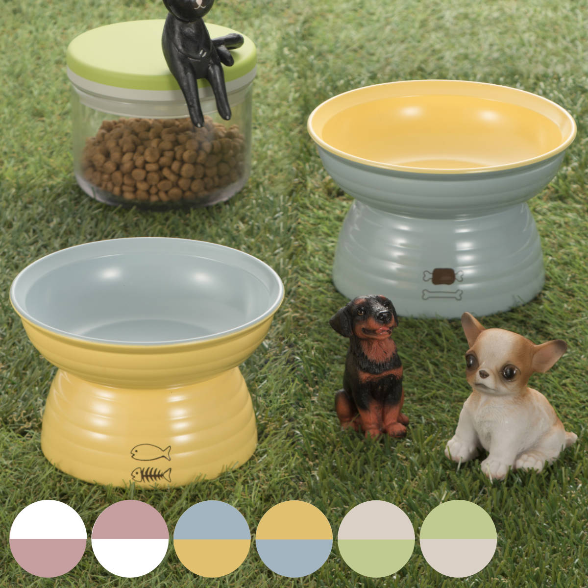 MIYAWAN 脚付きフードボウル 235ml バイカラー （ ペットボウル 脚付き 高さがある 犬 猫 日本製 ペット 餌皿 エサ皿 高い 安心 安全 電子レンジOK 食洗機OK ）