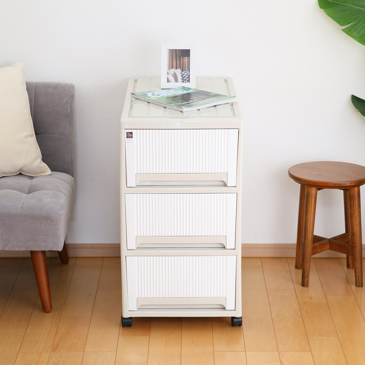 サンコープラスチック 収納ケース オーラ 7471 3段 引き出し （ 幅39