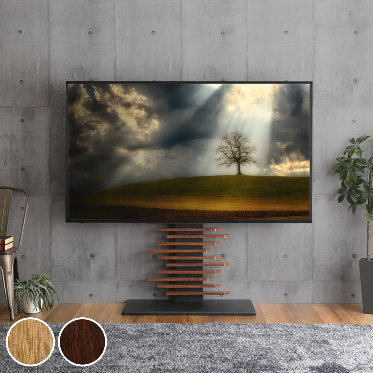 【レトロ】ヒカリ工芸 電話台 テレフォンスタンド 大理石調天板 ヴィンテージ ホームテイスト（HOME taste） デザインTVスタンド 32〜100型対応 高さ