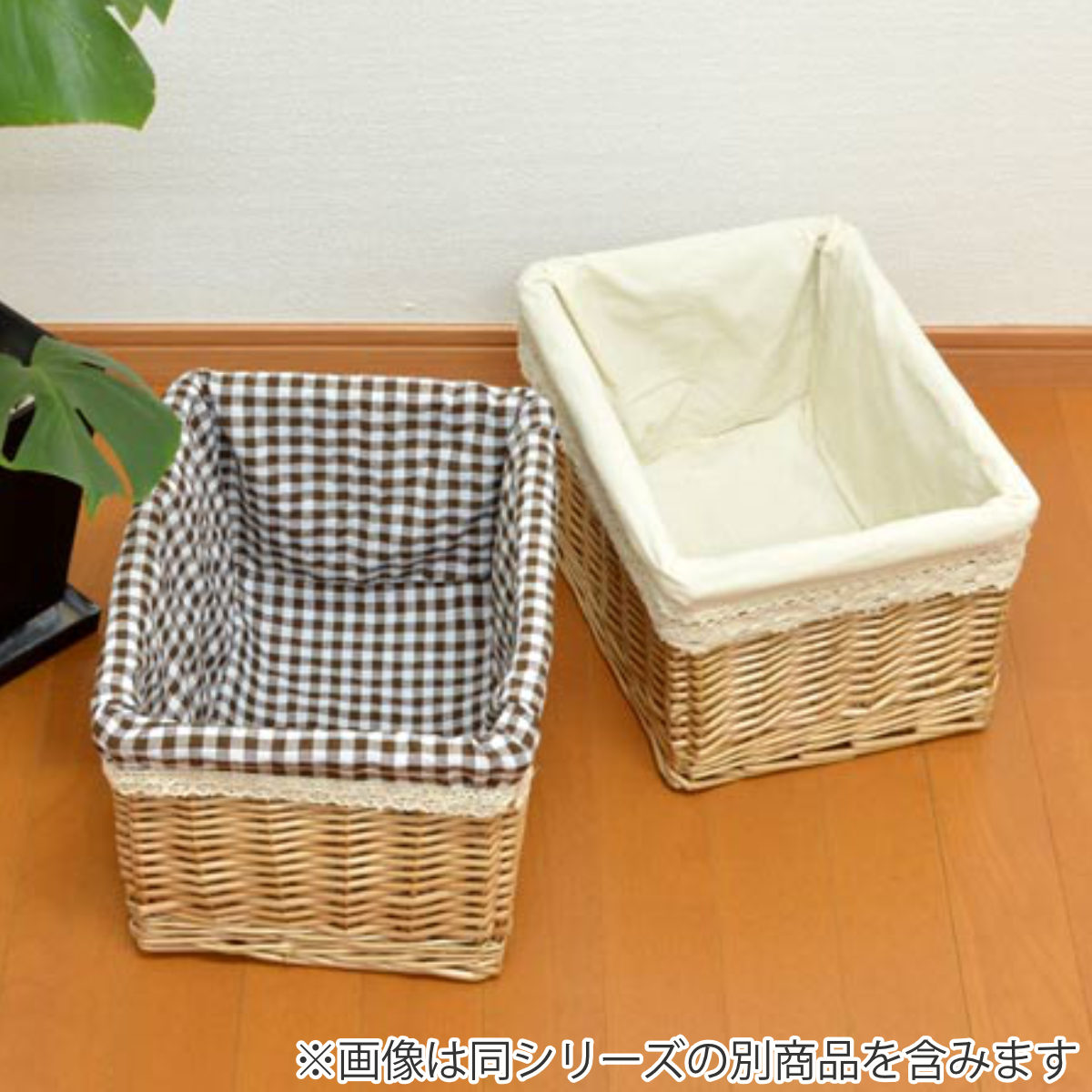 ルプラ　白いレース付き小物入れバスケット ちどり産業 かご カラーボックス 収納バスケット レース生地 インナー