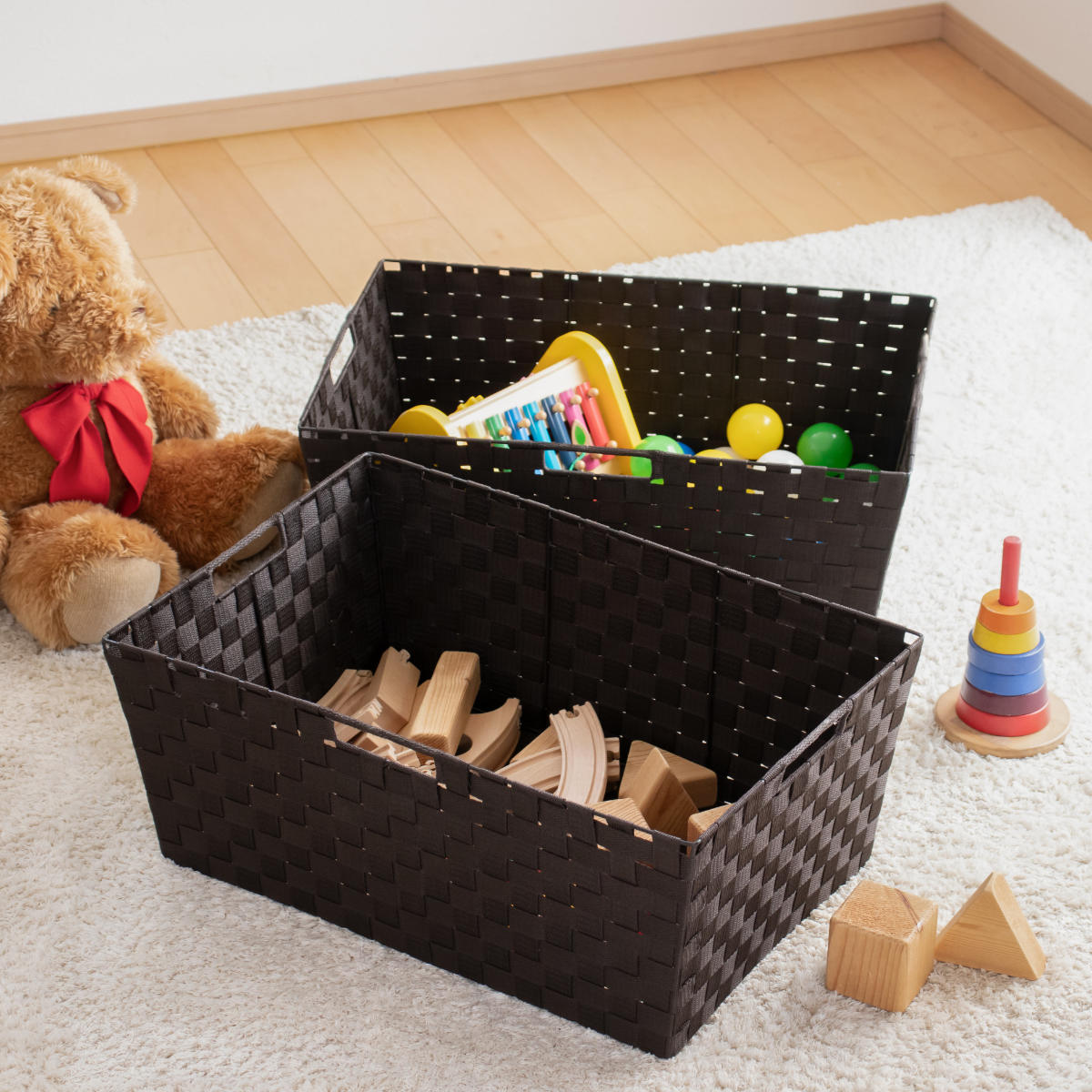 ちどり産業 収納ボックス テープバスケット ワイド 深型 約 幅60×奥行