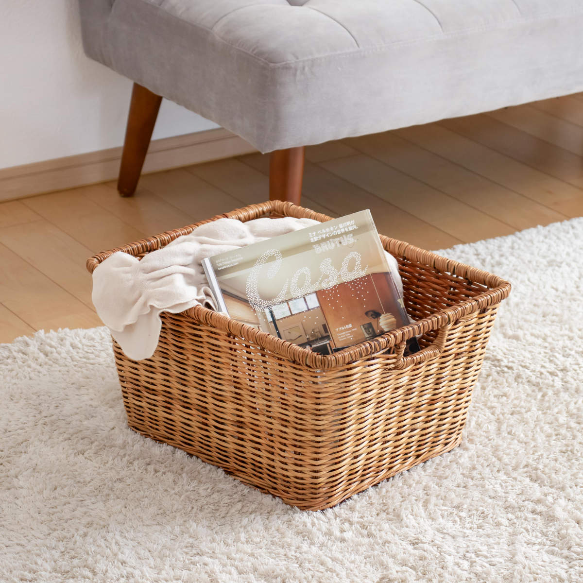 ちどり産業 かご バスケット 収納 約 幅42×奥行33.5×高さ21.5cm 2個