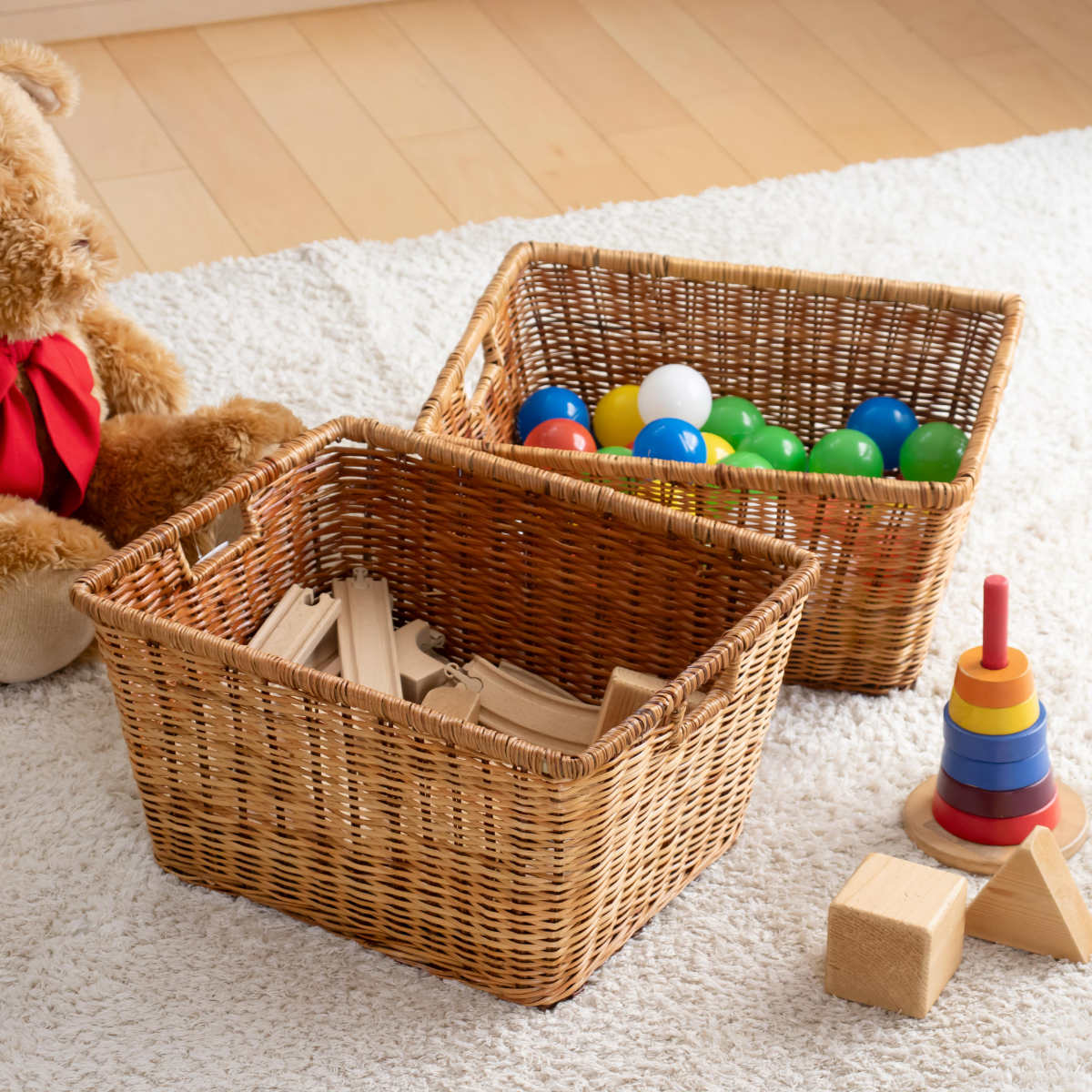 ちどり産業 かご バスケット 収納 約 幅42×奥行33.5×高さ21.5cm 2個