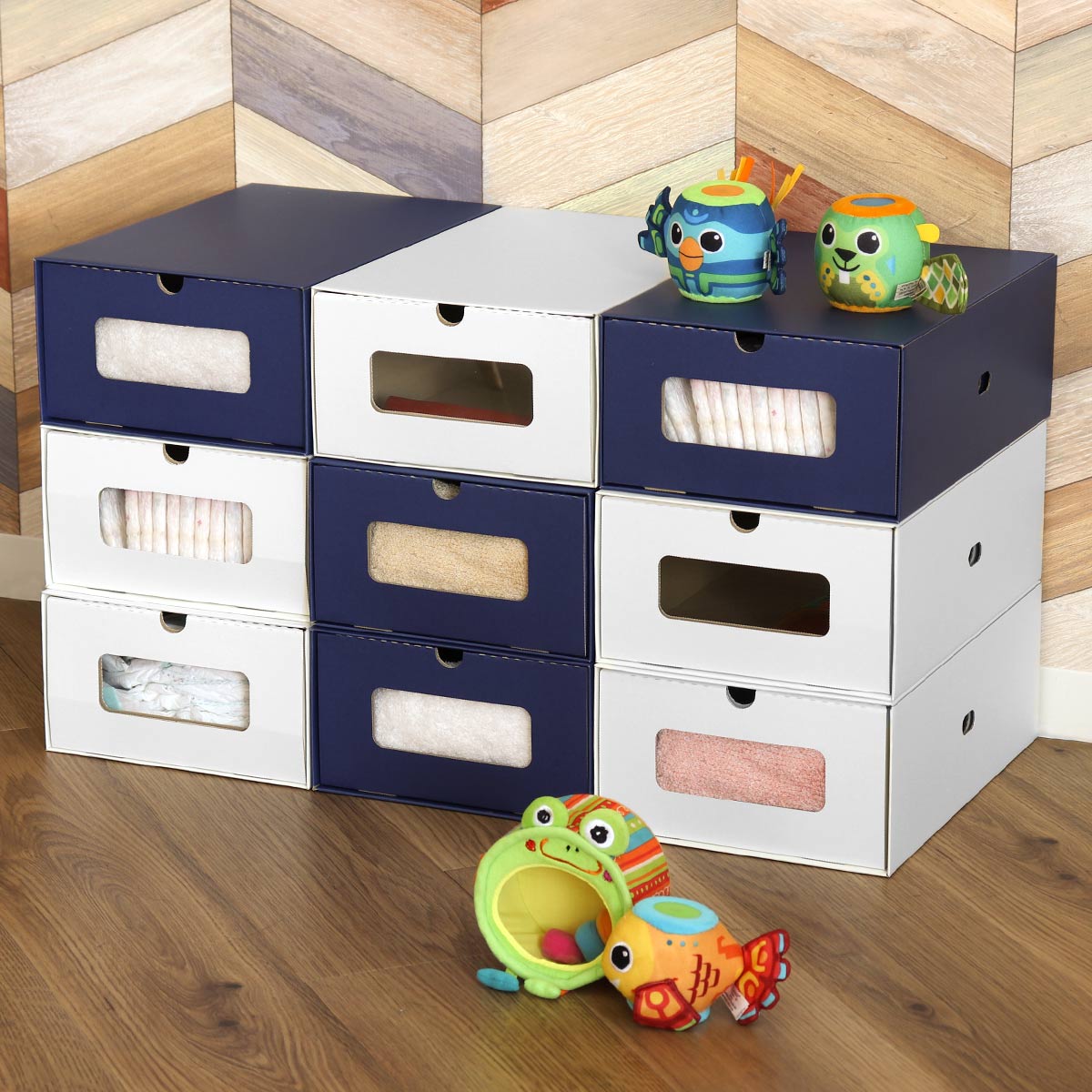 シューズボックス M 8個セット ダンボール 1足 （ シューズケース 窓