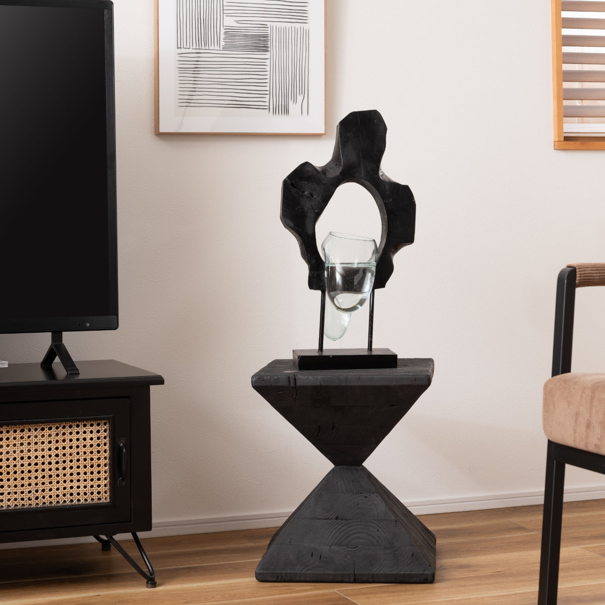 東谷 オブジェ 天然木 ガラス （ ガラスオブジェ 置物 インテリア 雑貨