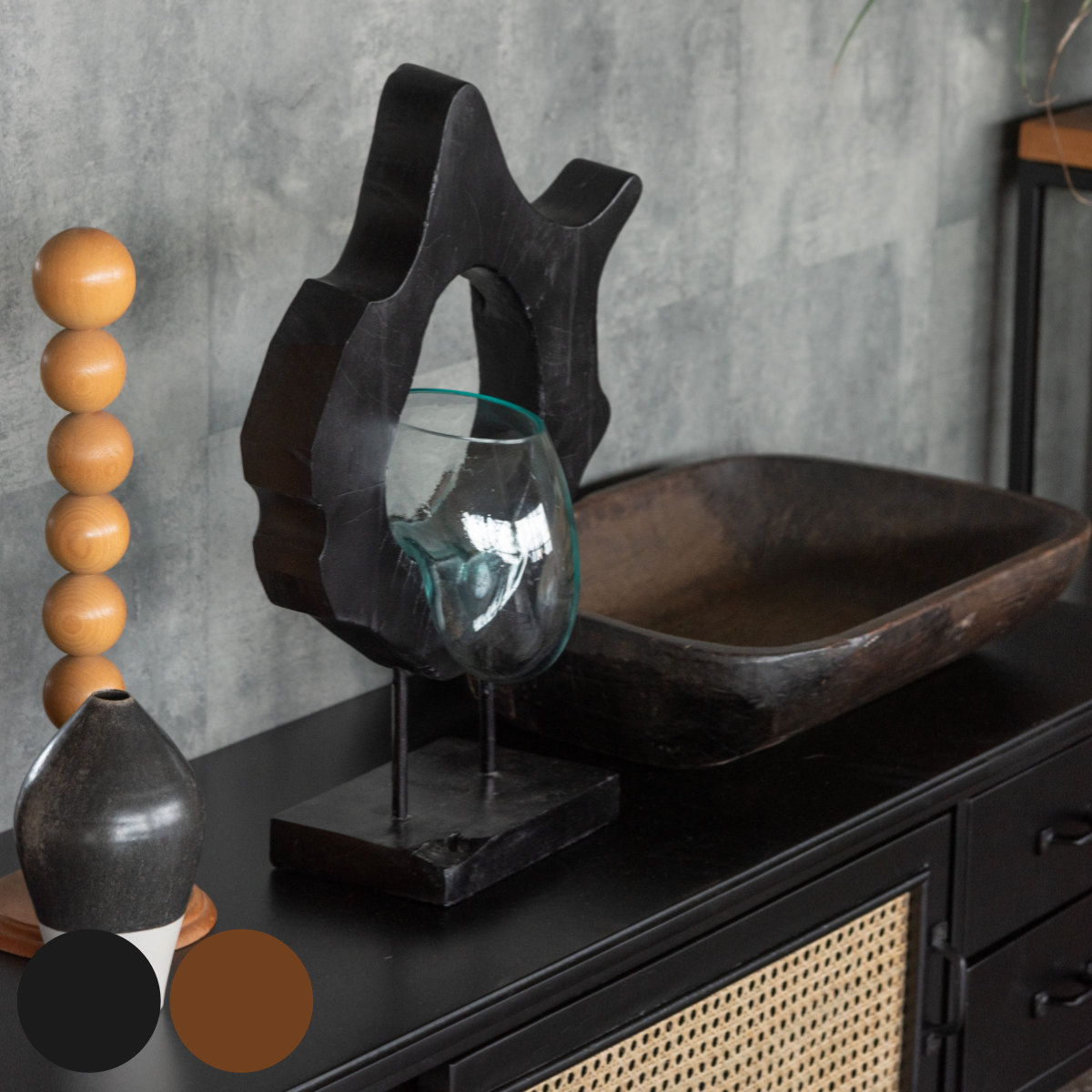 東谷 オブジェ 天然木 ガラス （ ガラスオブジェ 置物 インテリア 雑貨