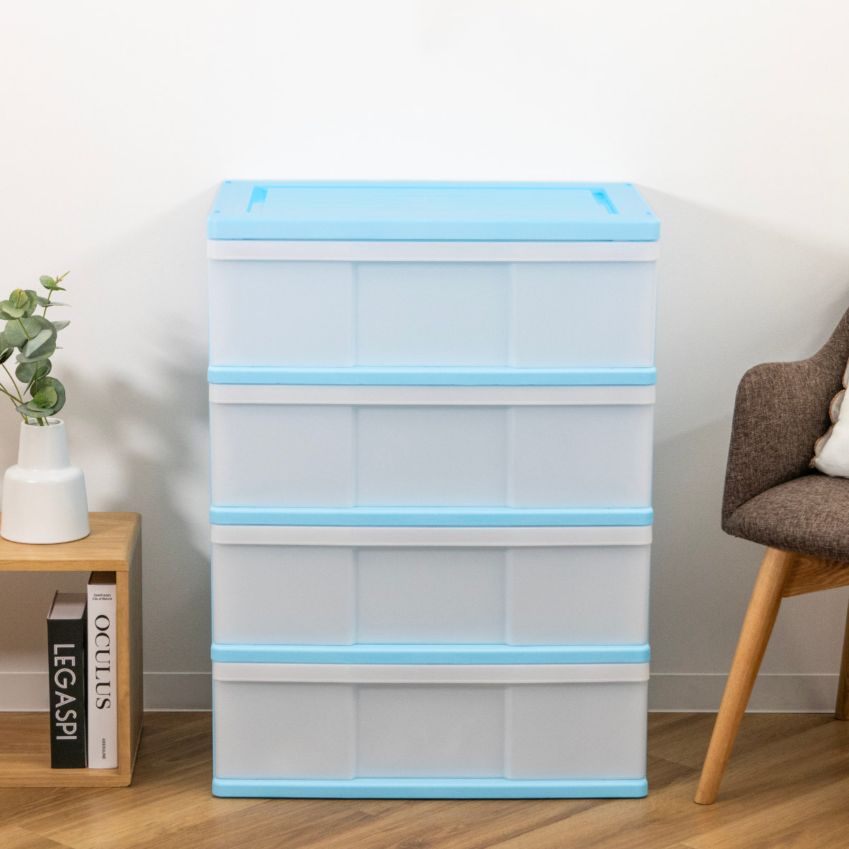 収納ケース ワイド収納ケース 4段 引き出し カラフルカラー キャスター