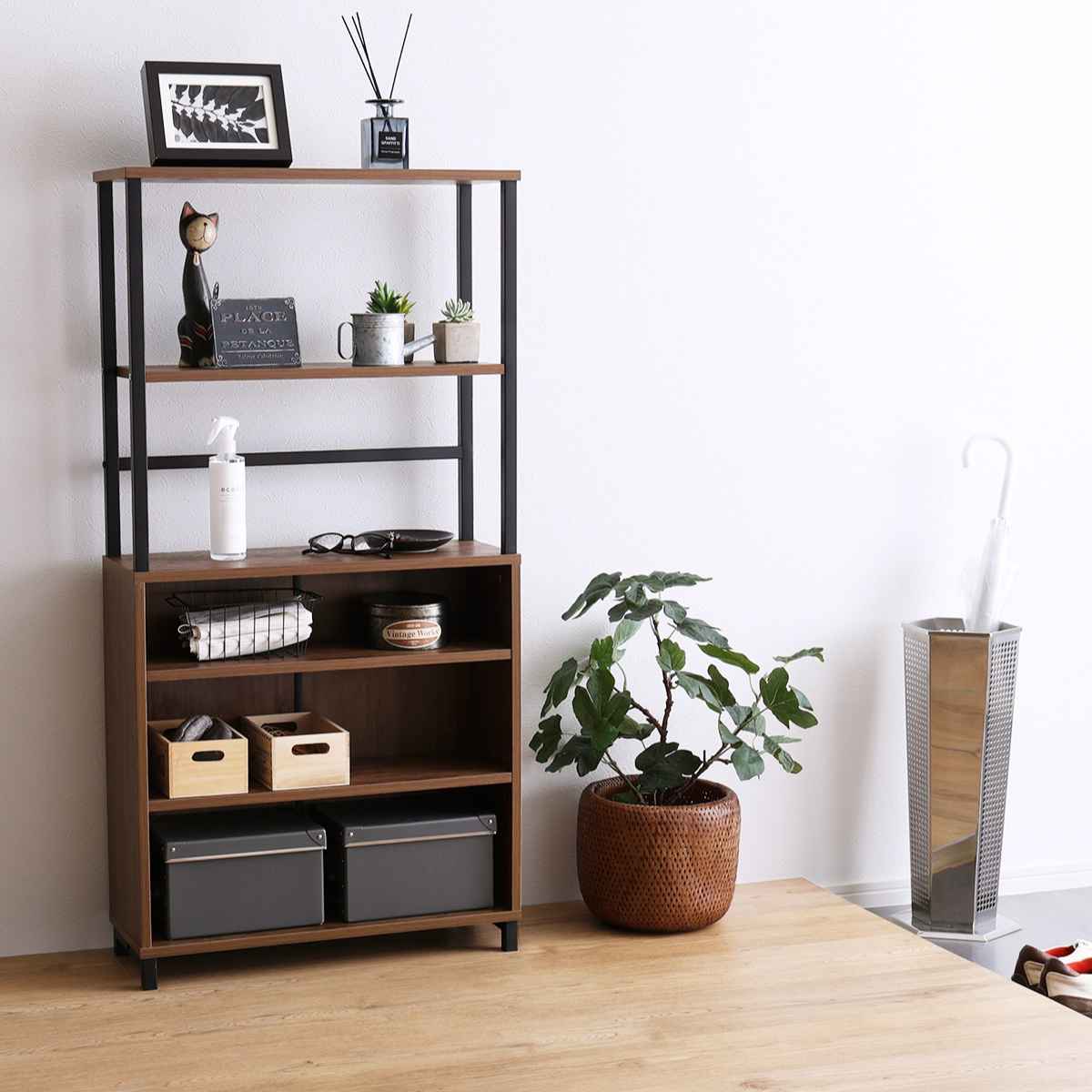 C12★オープンラック★キャビネット 飾り棚 什器 ヴィンテージ W141cm ホームテイスト（HOME taste） キャビネット 幅60cm 高さ120cm