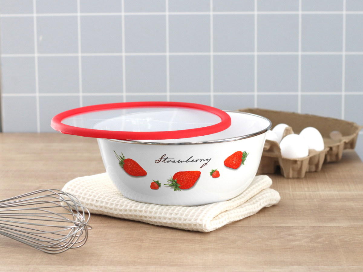 ミキシングボウル 22cm ストロベリーシリーズ 富士ホーロー （ Honey