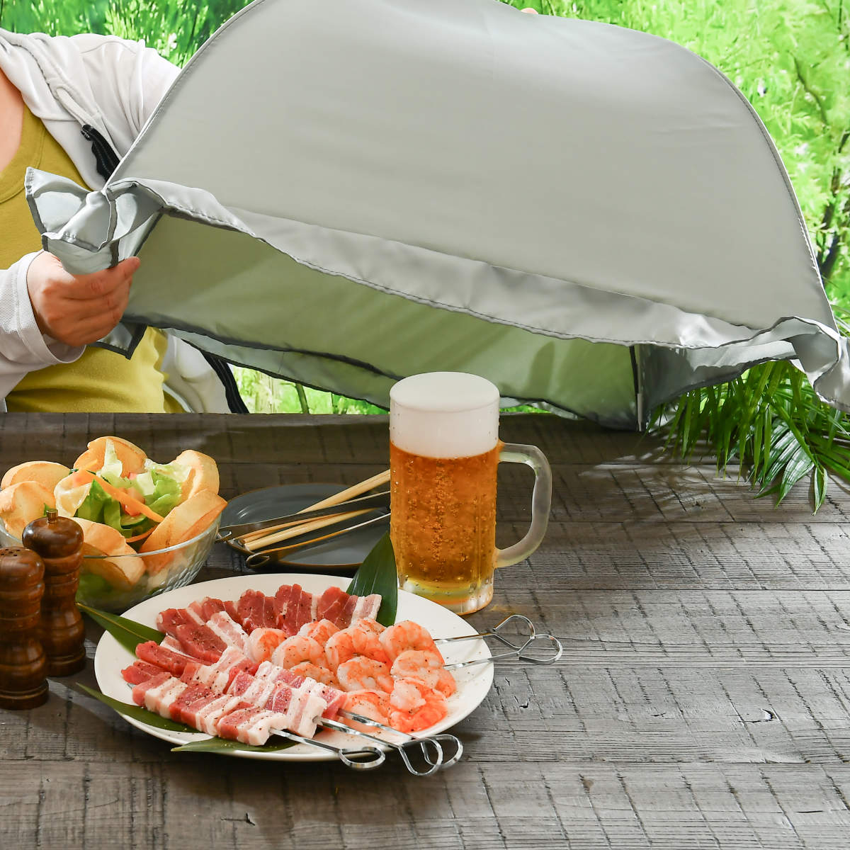 食卓カバー キャンプ用フードカバー 袋付き 50×75cm （ 蝿帳 キッチン