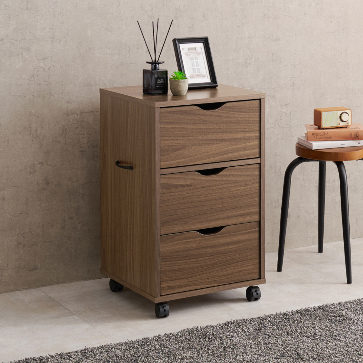 HAGiHARA（萩原） チェスト 幅40cm キャスター付き 引出し3杯