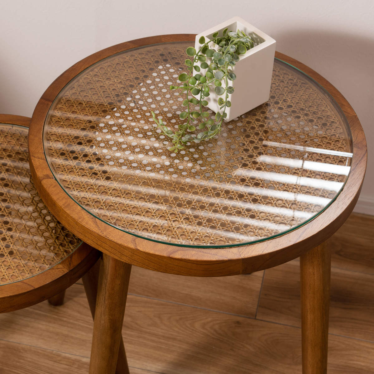 東谷 サイドテーブル Sサイズ 高さ45cm ラウンドガラステーブル