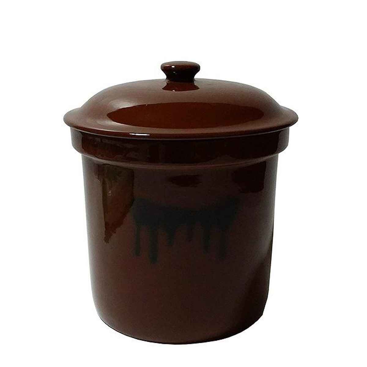 漬物容器 切立かめ 5号 9L 蓋付き 陶器 （ 漬物樽 つけもの容器 漬け物