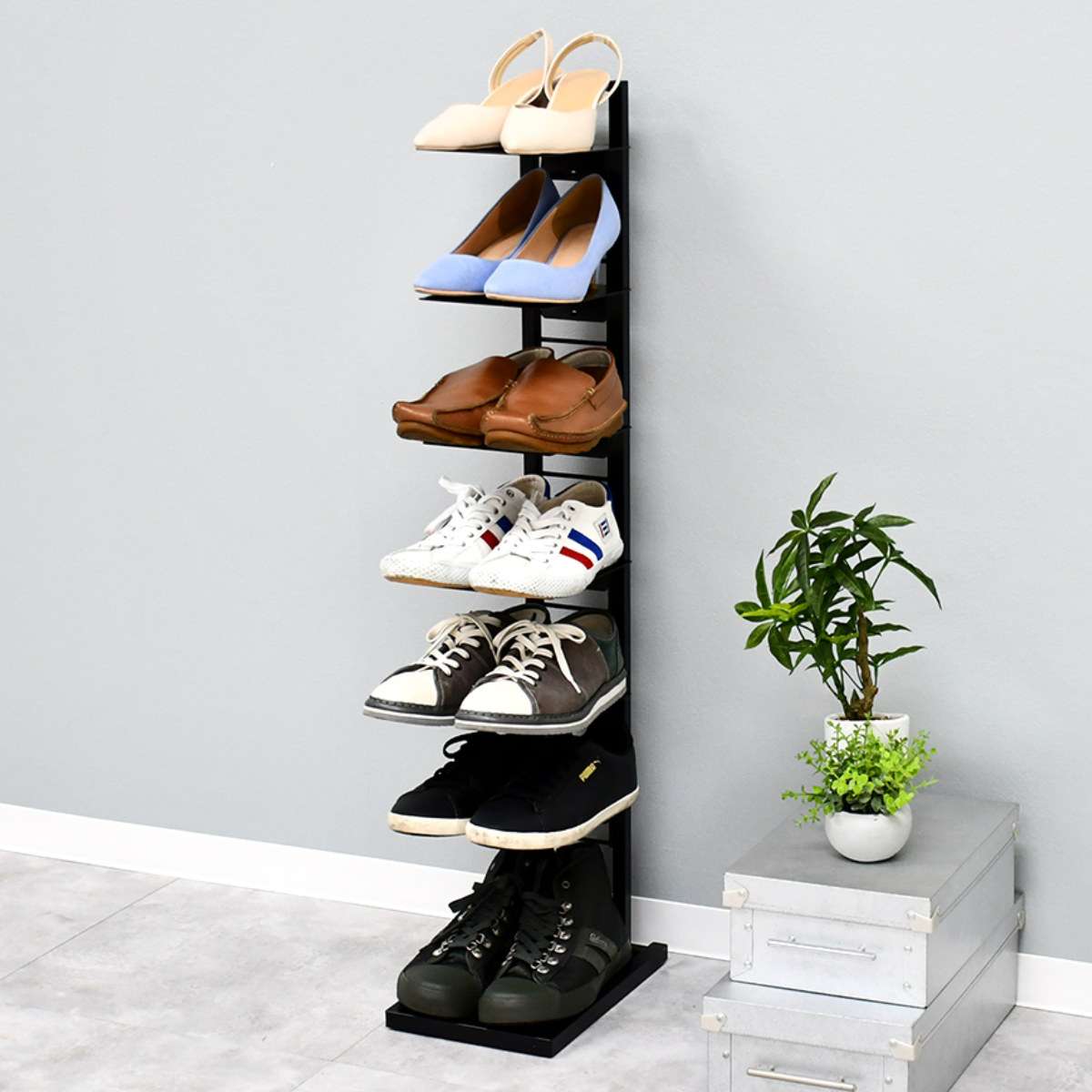 シューズラック フロートシューズラックシングル 7段 （ 下駄箱 靴