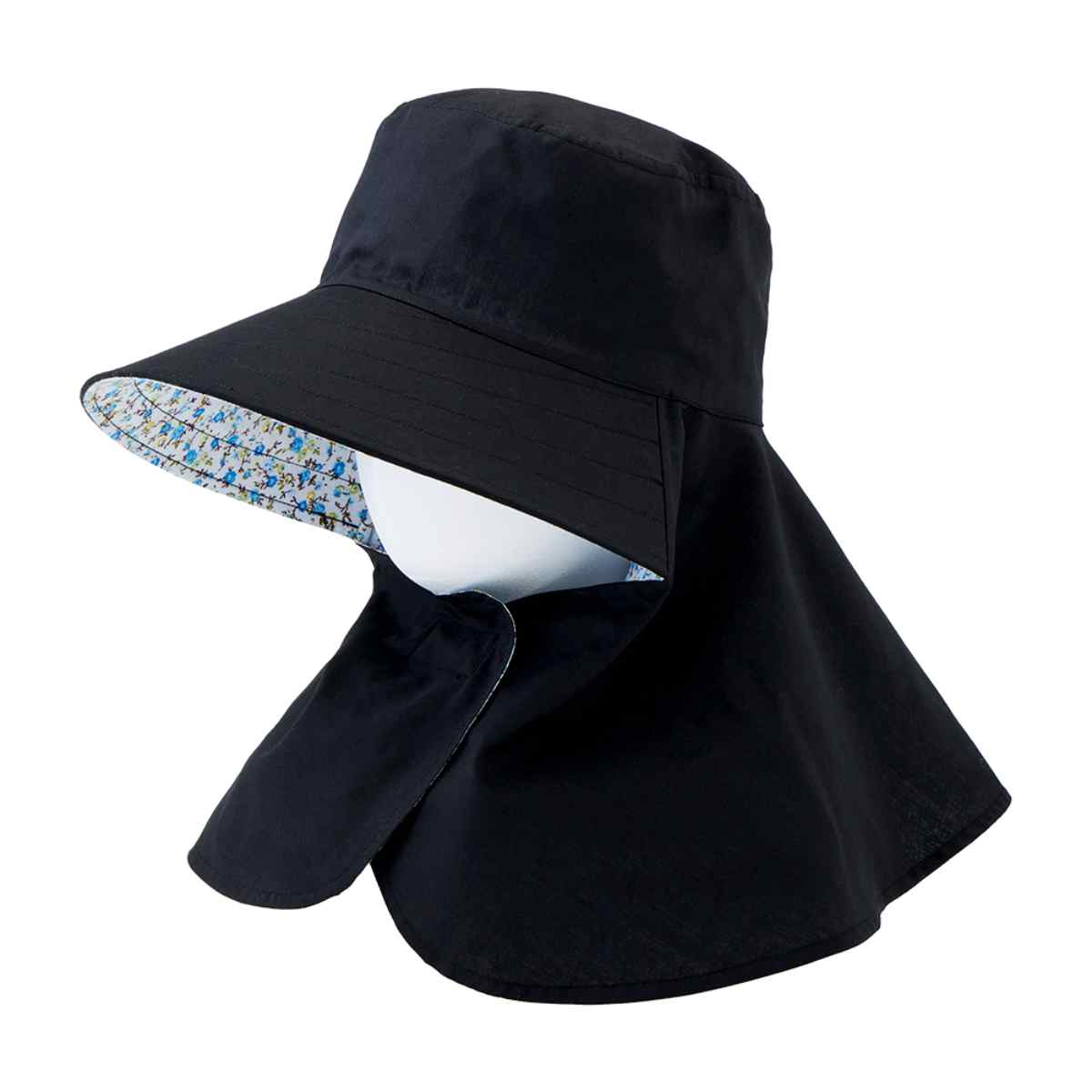 帽子 首までガード涼やかフラップ帽子 ネックガード付 99％カット （ 紫外線対策 レディース UVカット つば広 自転車 飛ばない 日よけ 春 夏 ）