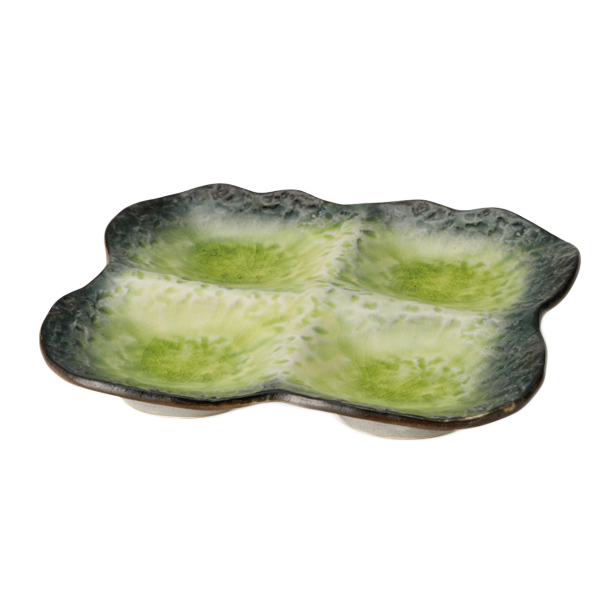 仕切り皿 19.5cm プレート 4つ仕切り KANADE 陶器 同色5枚セット