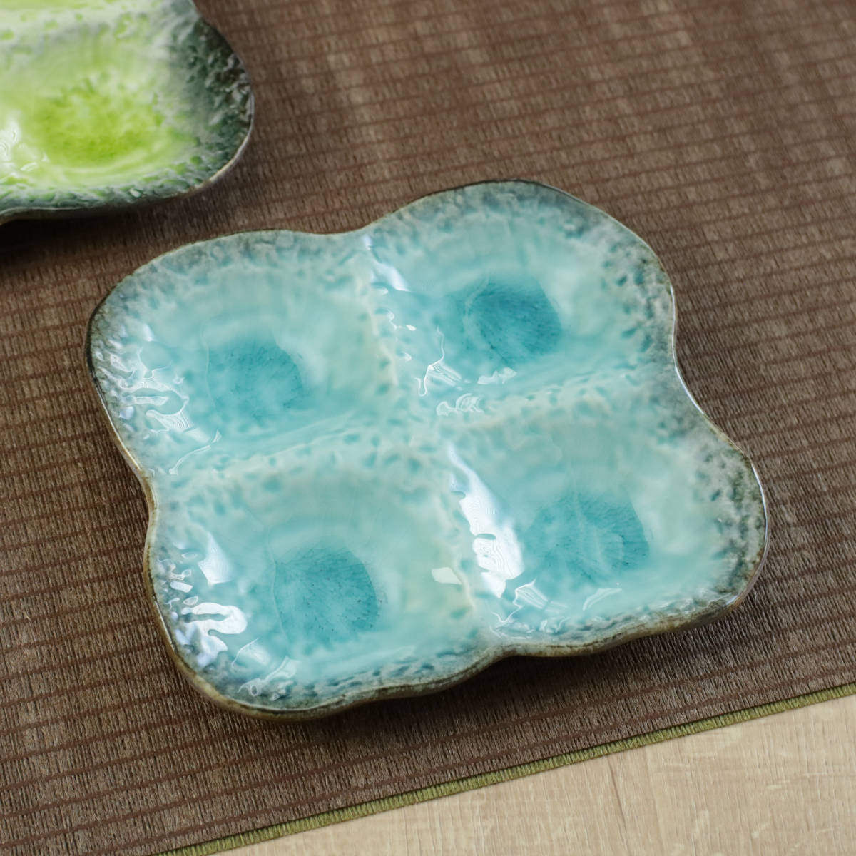 仕切り皿 19.5cm プレート 4つ仕切り KANADE 陶器 同色5枚セット