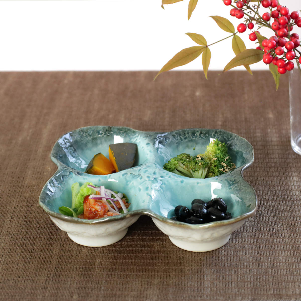 小鉢 4つ仕切り 19cm ボウル KANADE 陶器 （ 電子レンジ対応 鉢 和食器