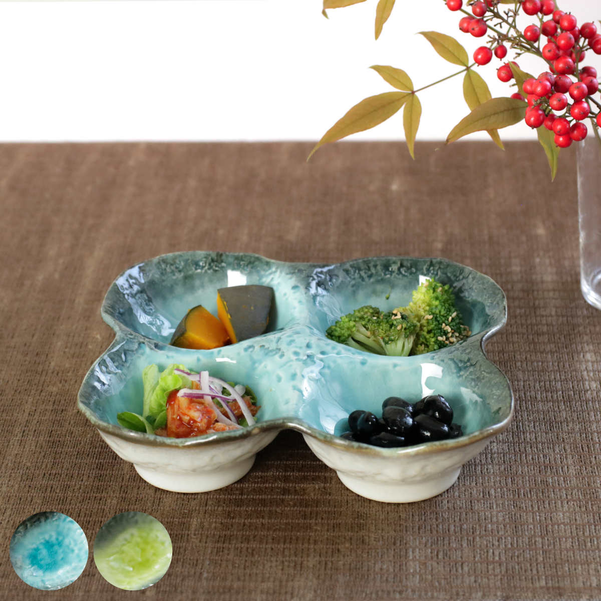 小鉢 4つ仕切り 19cm ボウル KANADE 陶器 （ 電子レンジ対応 鉢 和食器