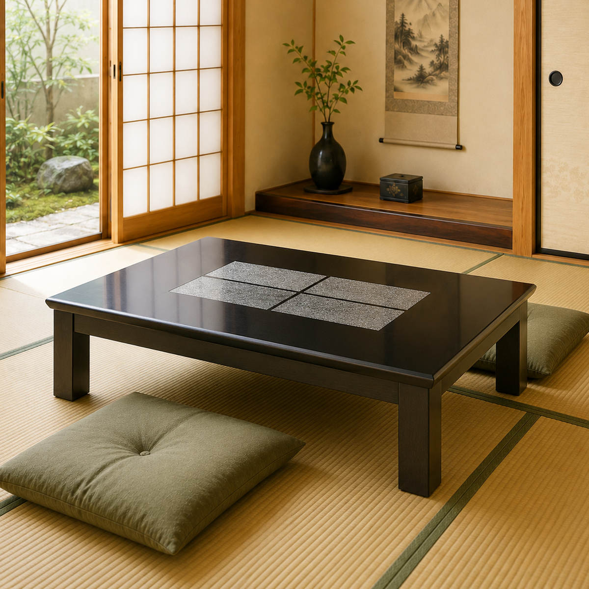 座卓 幅120cm 継ぎ脚付き 家具調こたつ フローラル 木製 日本製 （ こたつ コタツ 炬燵 リビングテーブル ローテーブル 継ぎ足 高さ 37cm 41cm 長方形 ）