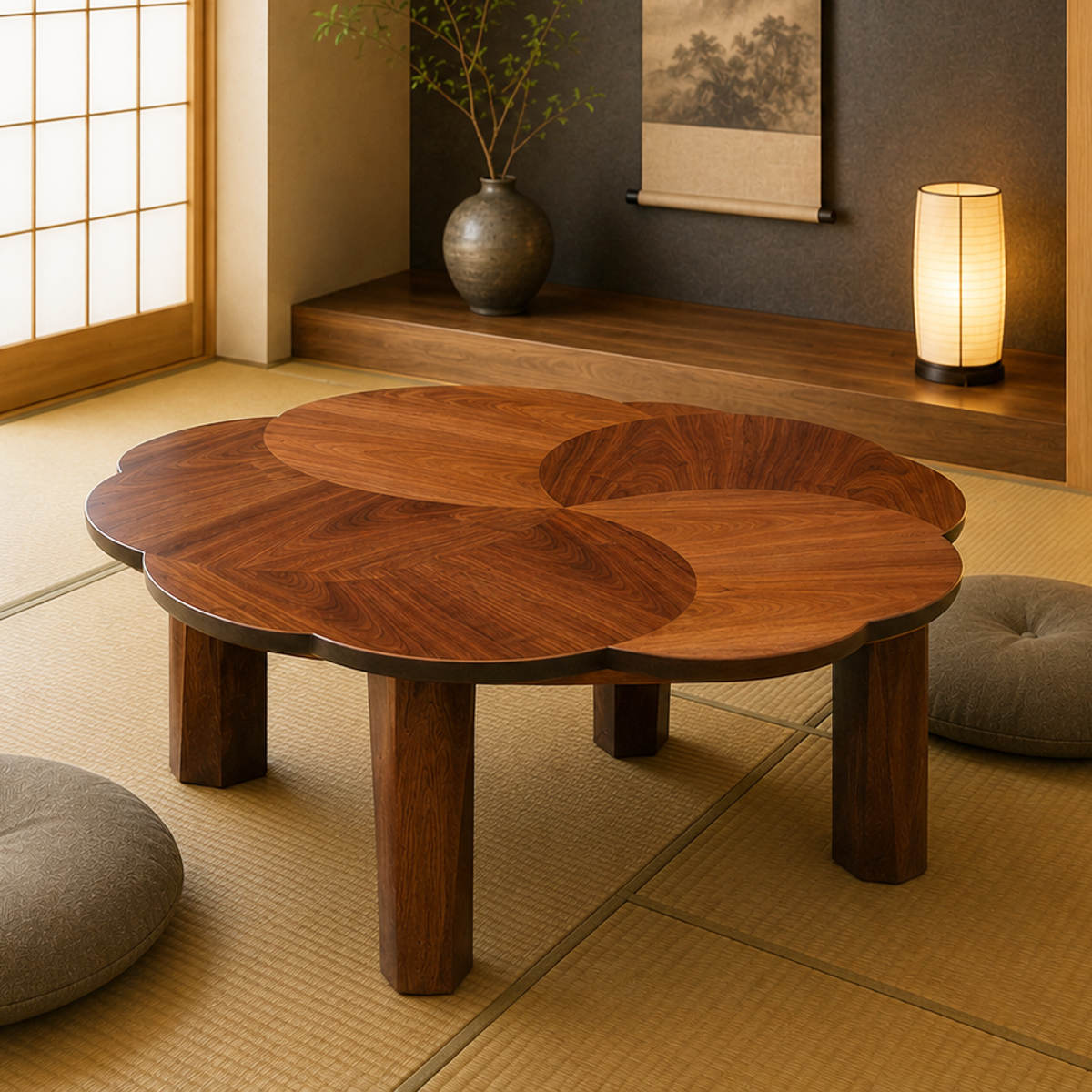 座卓 直径90cm 円形 木製 ブロッサム 日本製 家具調こたつ （ こたつ