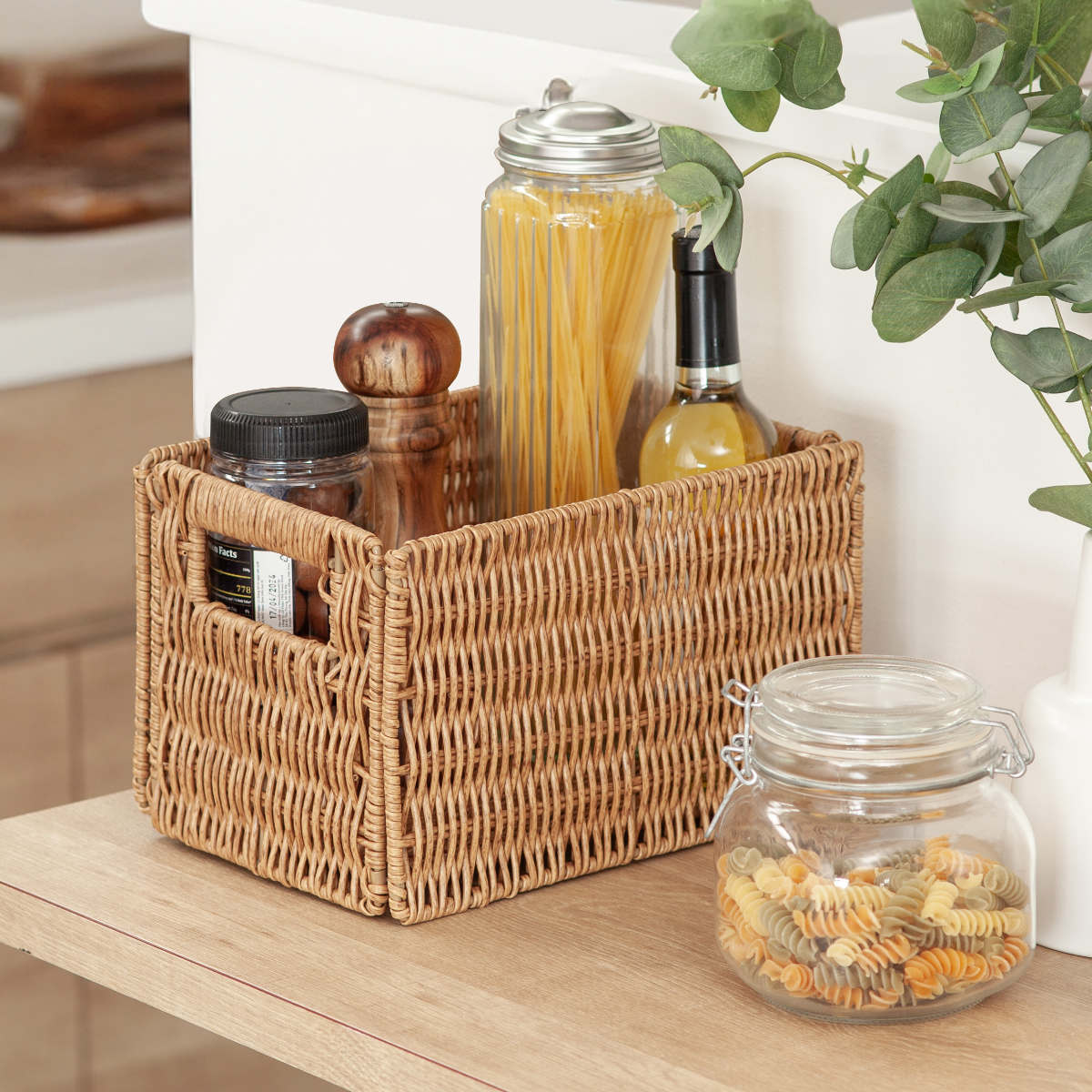 収納ボックス ペイル フェイク 柳 折り畳みバスケット S （ 洗える