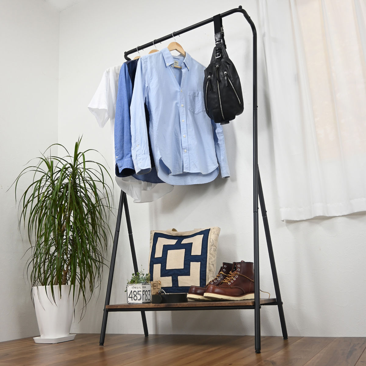 フクダクラフト ハンガーラック Z型 スチールフレーム 幅79cm