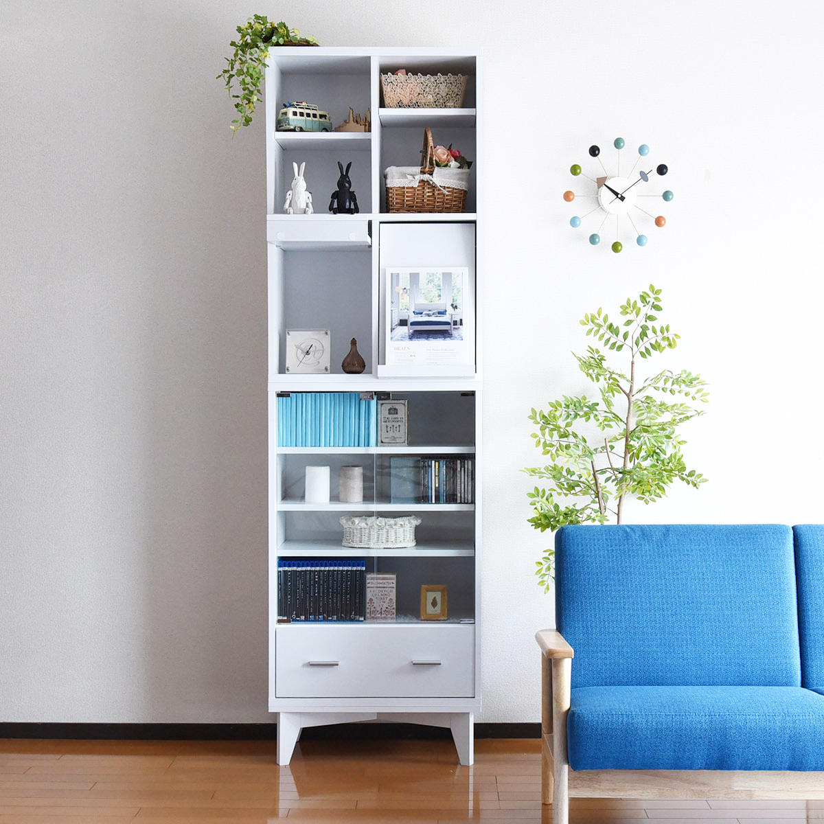 JK-PLAN（ジェイケイ・プラン） ガラスキャビネット 幅60cm 本棚