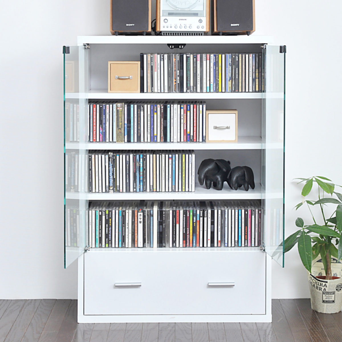 JK-PLAN（ジェイケイ・プラン） ガラスキャビネット 幅60cm 本棚