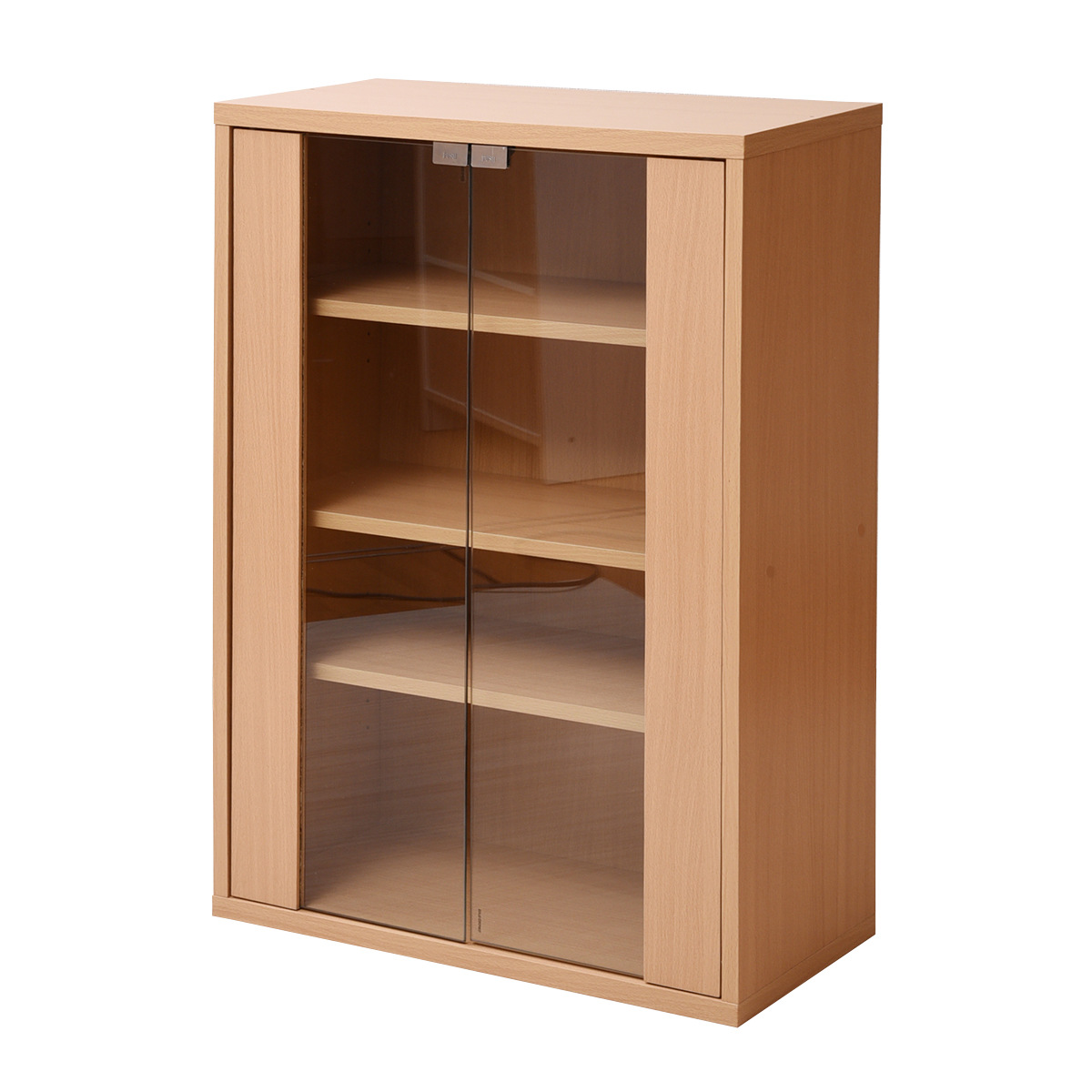 木製ディスプレイキャビネット ガラス扉付き　※ブランテリア ガラスキャビネット 幅60cm 姫系 扉タイプ フラップ扉 完成品