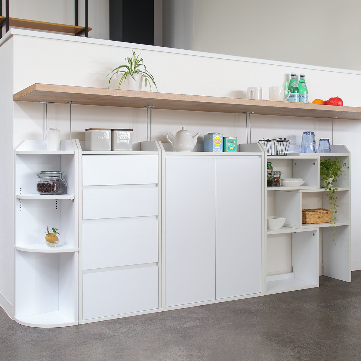 カウンター下収納 フルセット 薄型 4タイプ （ カウンター下