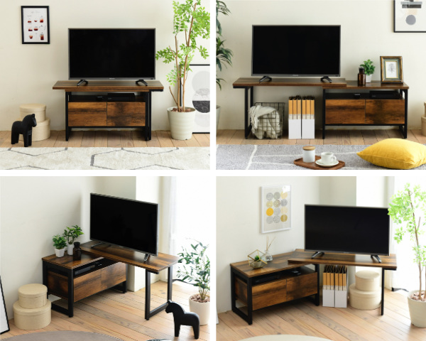 テレビ台 伸縮 ローボード インダストリアル調 ELVIS 幅90〜136cm