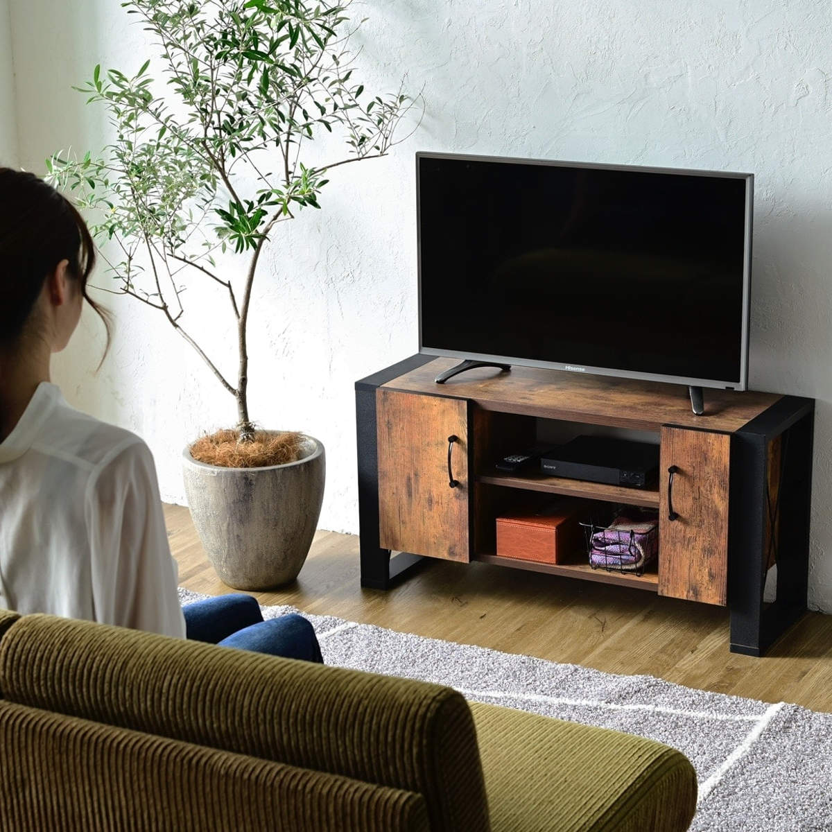 テレビ台 幅90cm ローボード レトロ調 ブルックリンスタイル （ テレビ