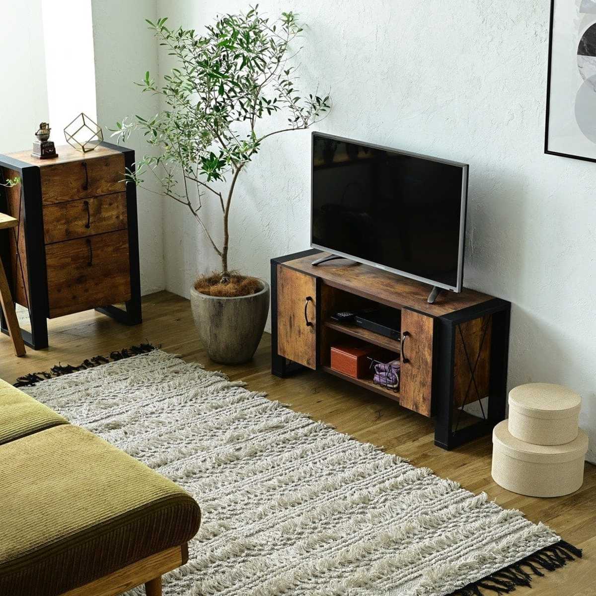 テレビ台 幅90cm ローボード レトロ調 ブルックリンスタイル （ テレビ