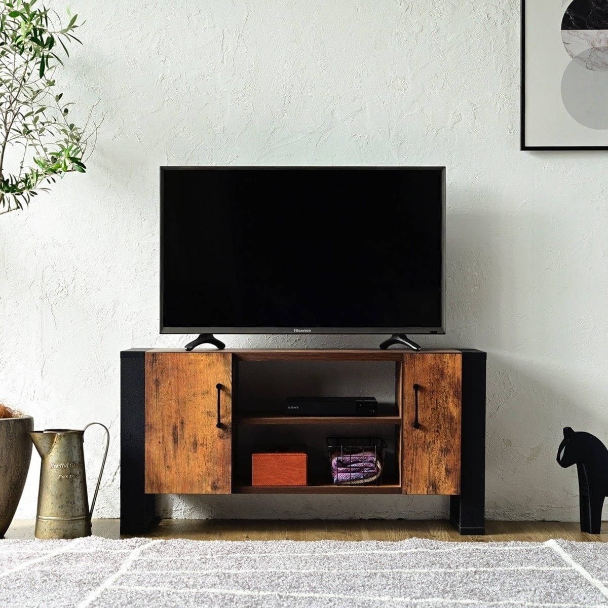 レトロなテレビボード テレビ台 幅90cm ローボード レトロ調 ブルックリンスタイル （ テレビ
