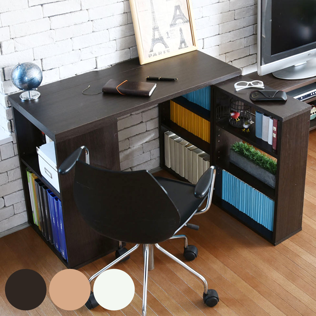 JK-PLAN（ジェイケイ・プラン） パソコンデスク 幅100cm 本棚付き