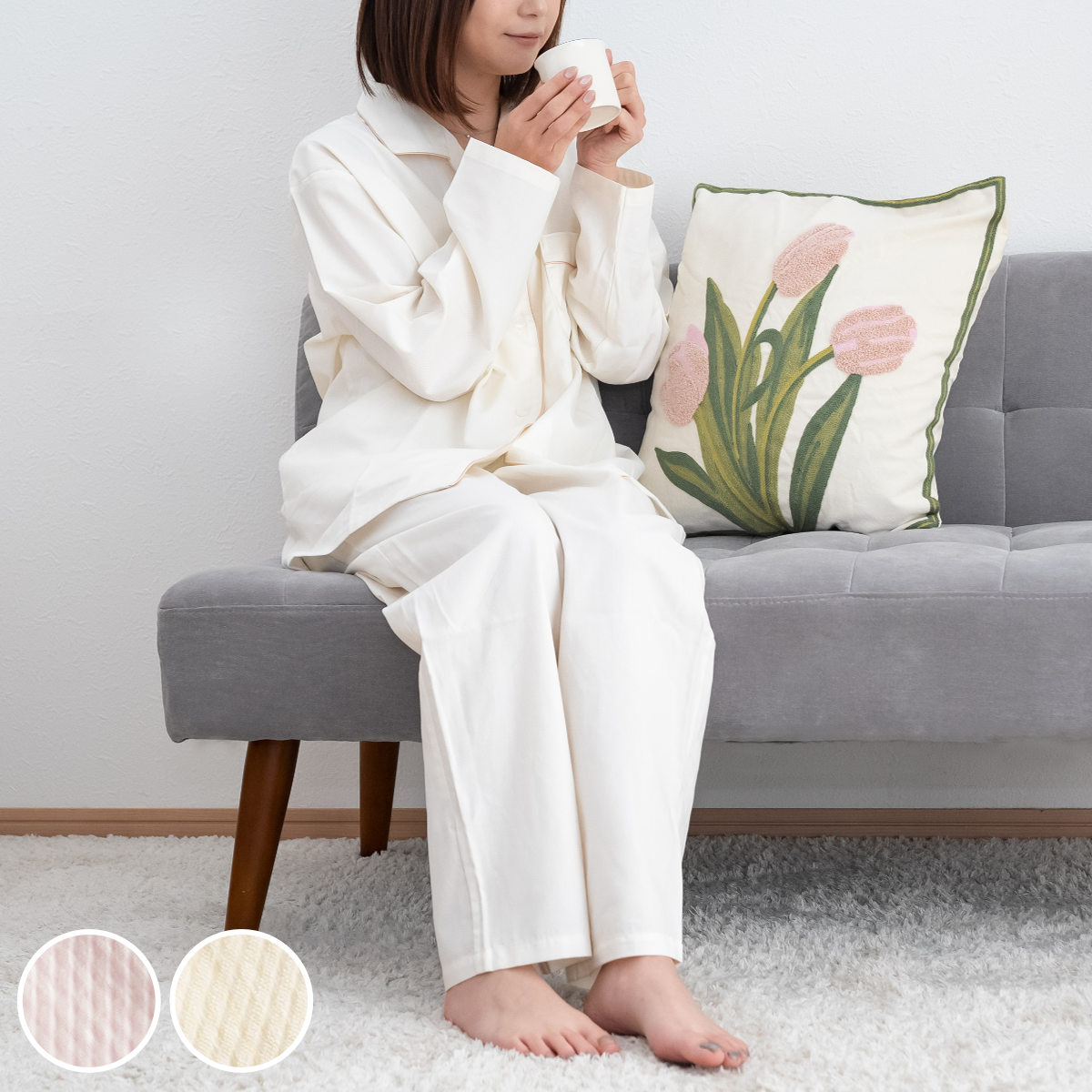 ルームウェア・パジャマ M JK-PLAN（ジェイケイ・プラン） パジャマ Mサイズ 播州織 前開き 日本