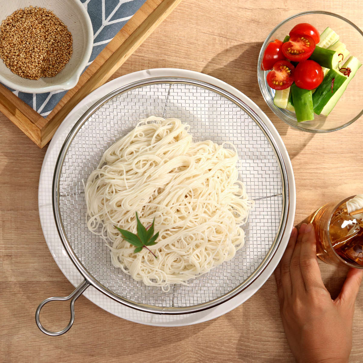 カンダ 盆ザル 24cm リング付き 食洗機対応 ステンレス製 日本製 平