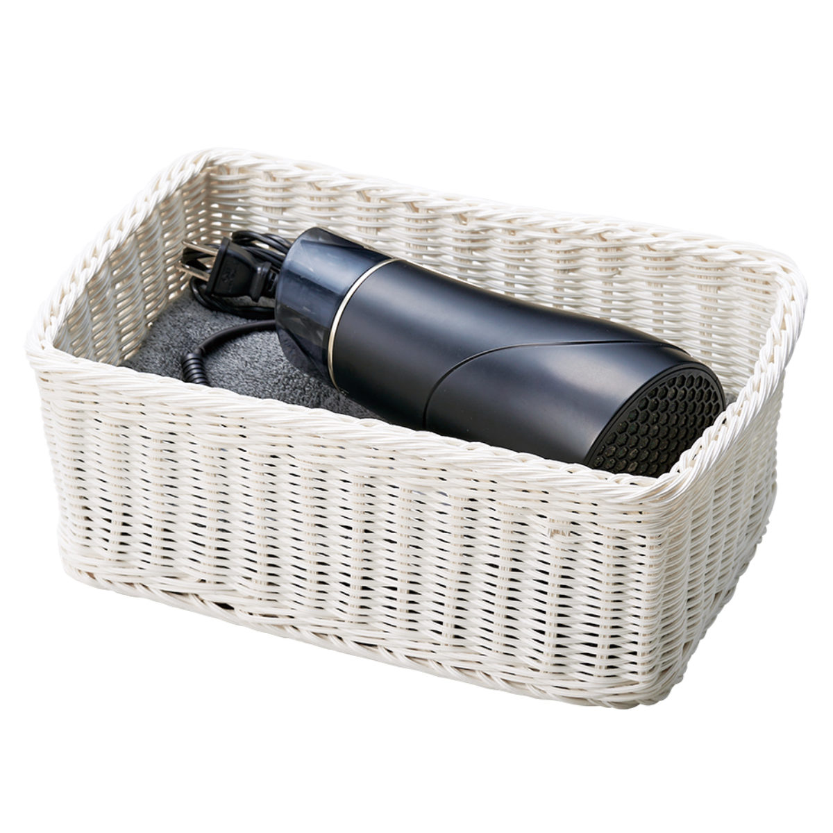 かご 洗える 抗菌素材 ドライヤー入れバスケット L KLEANE （ 手編み