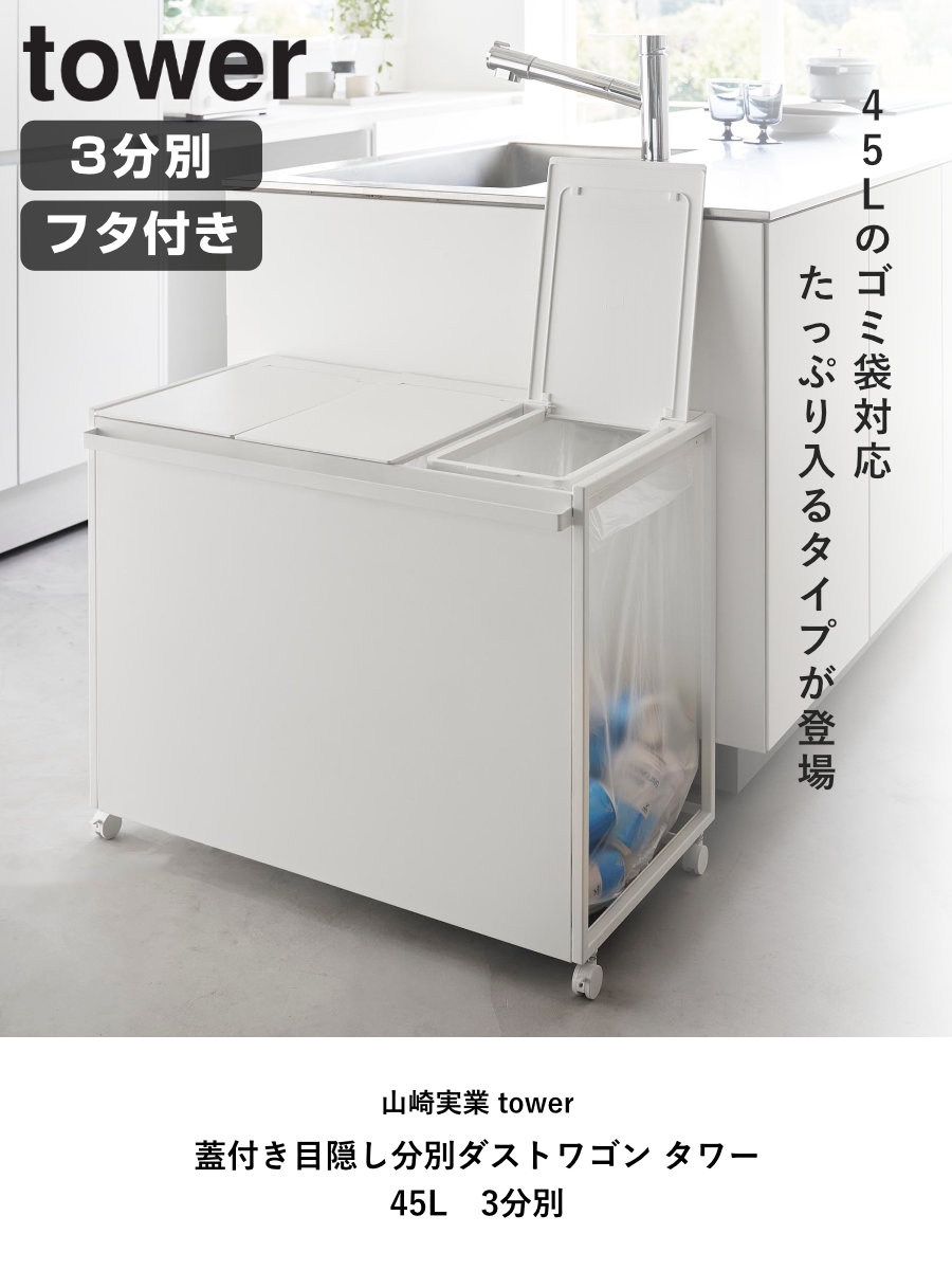 山崎実業 tower 蓋付き目隠し分別ダストワ...の詳細画像1