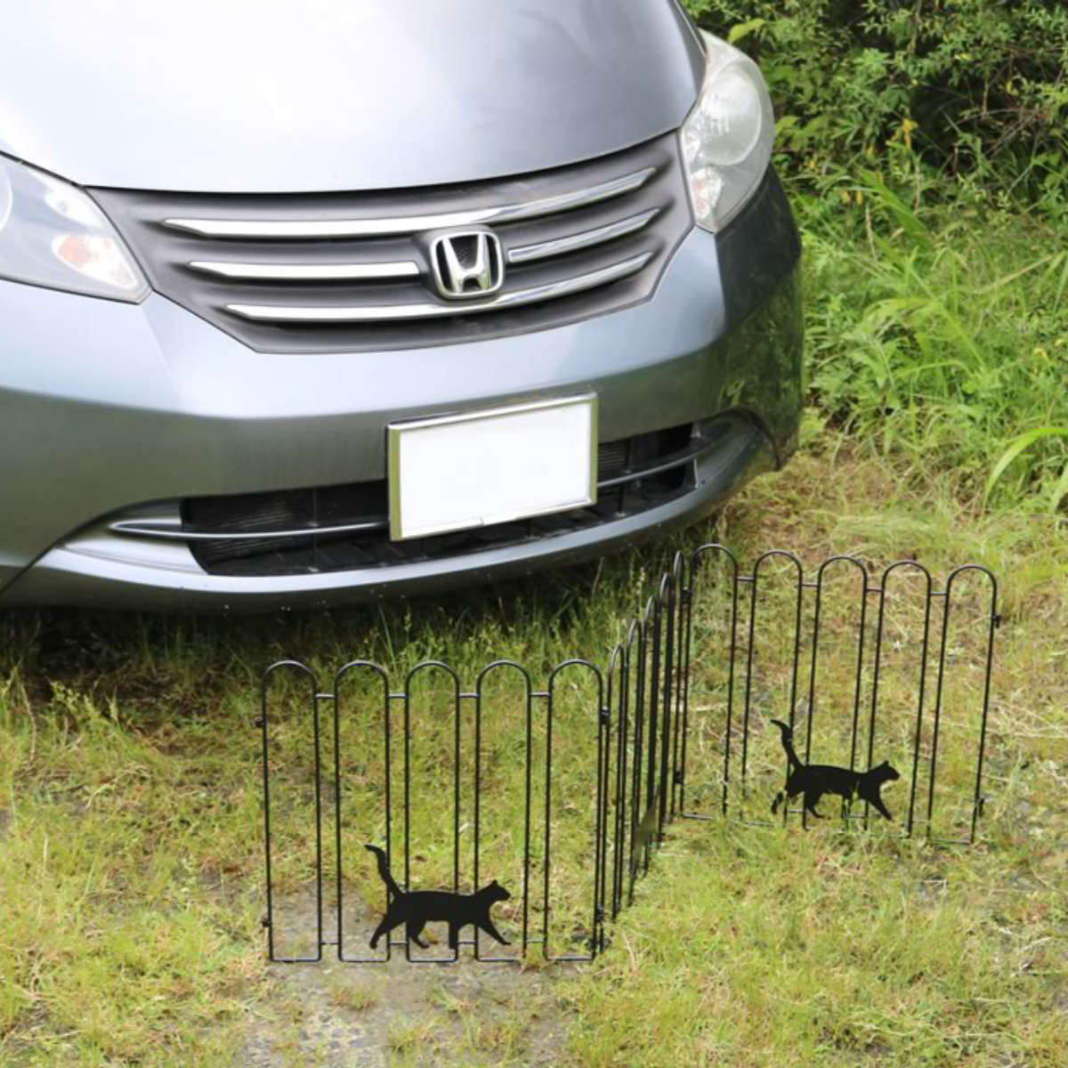 フェンス 折り畳み アイアン 猫 3連 （ ガーデンフェンス インテリア 