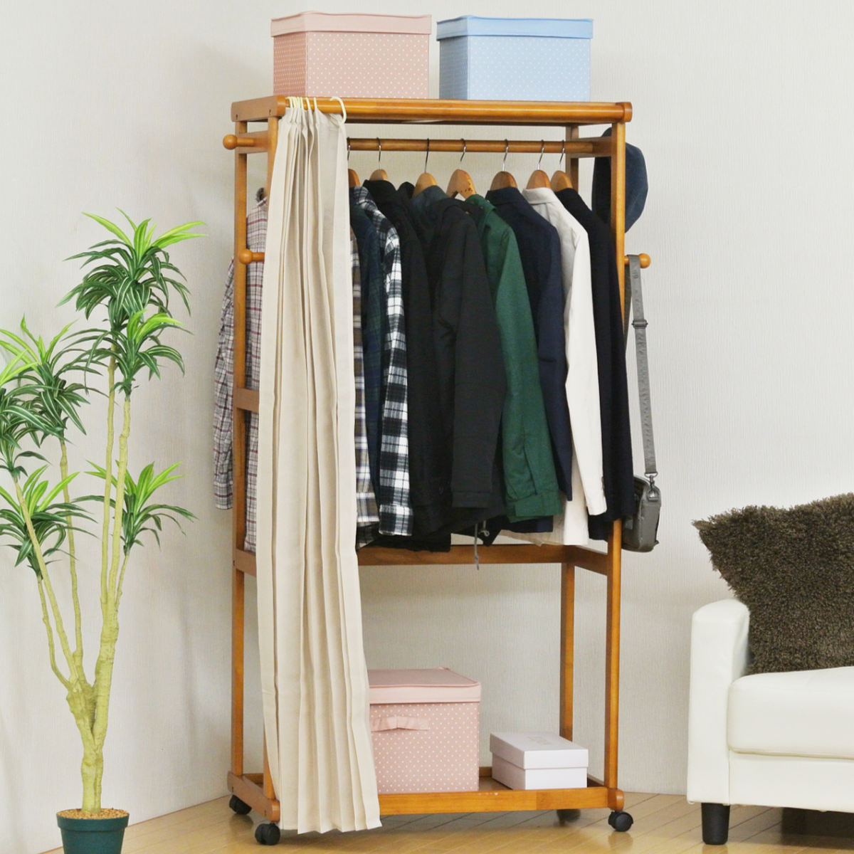 ハンガーラック キャスター付 木製」の人気商品一覧 | 安い商品を通販