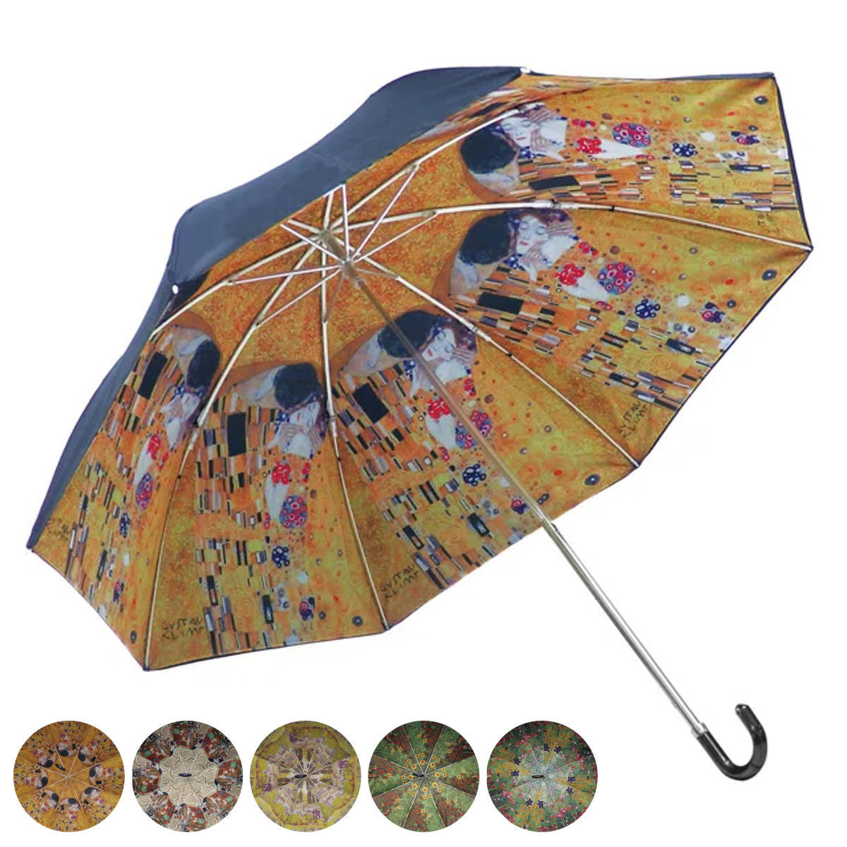 折りたたみ傘 晴雨兼用 名画折りたたみ傘 クリムト （ 傘 かさ 名画