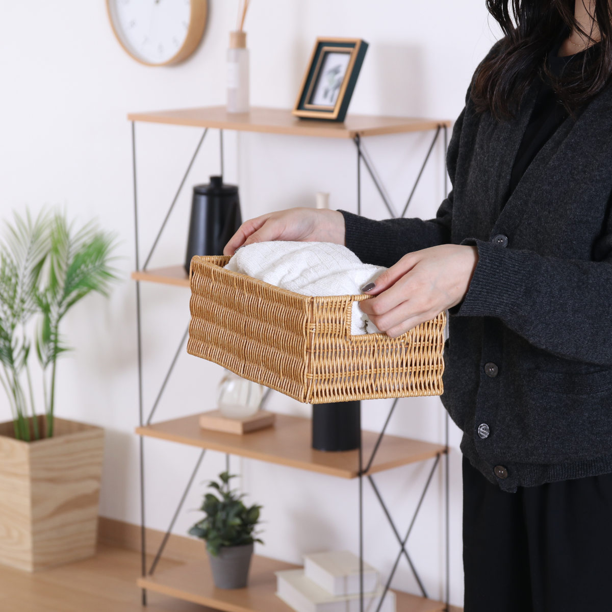 不二貿易（Fuji Boeki） バスケット 洗えるバスケット 小物入れ 水洗い