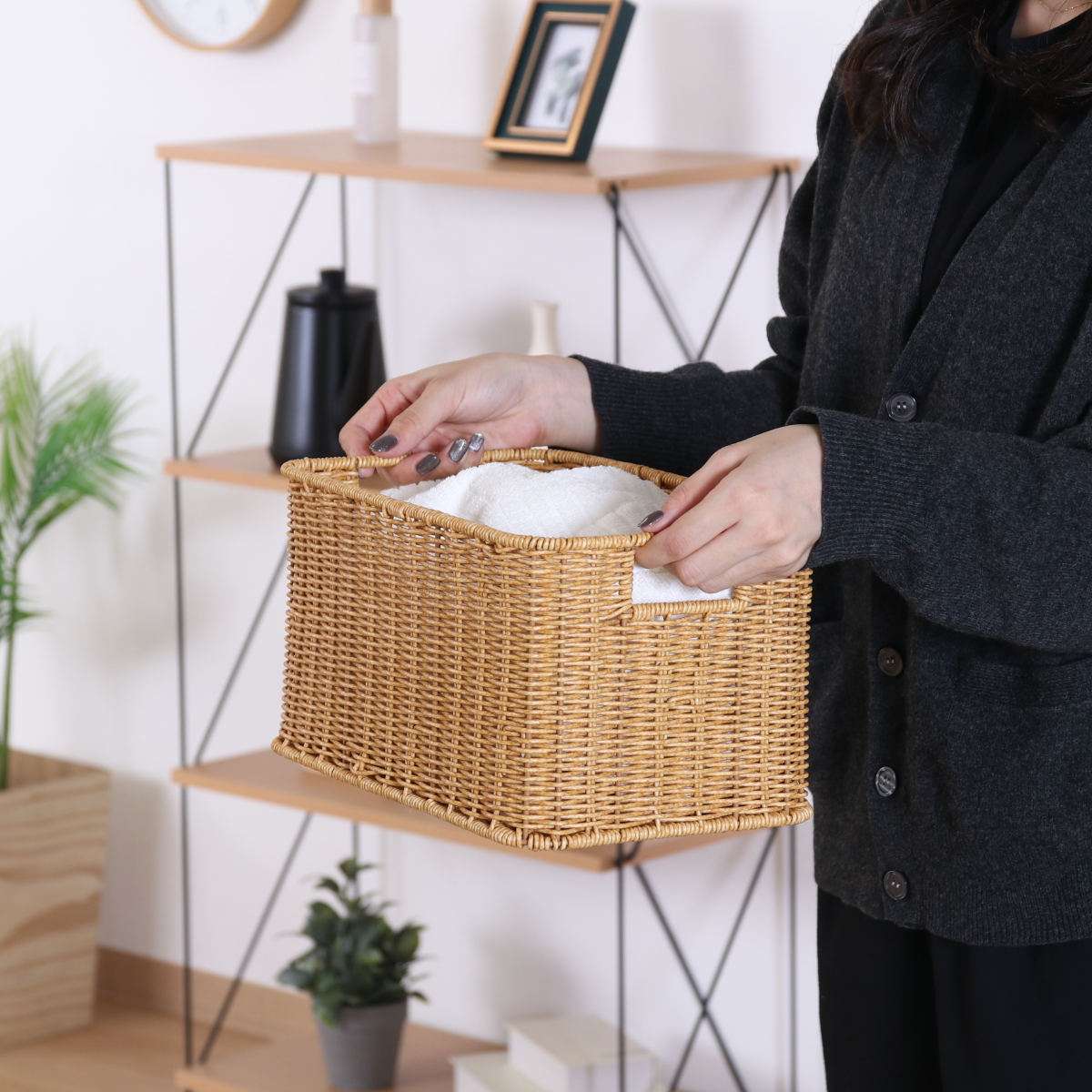 不二貿易（Fuji Boeki） バスケット 洗える収納ボックス かご 水洗い