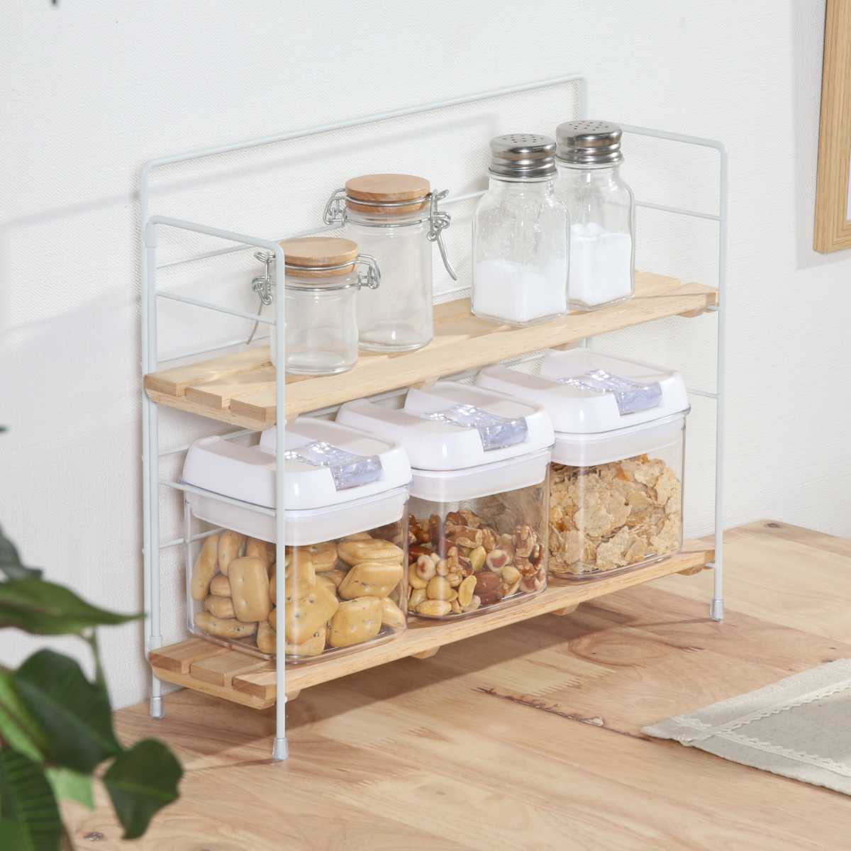 不二貿易（Fuji Boeki） 調味料ラック ウッドミニシェルフ ワイド