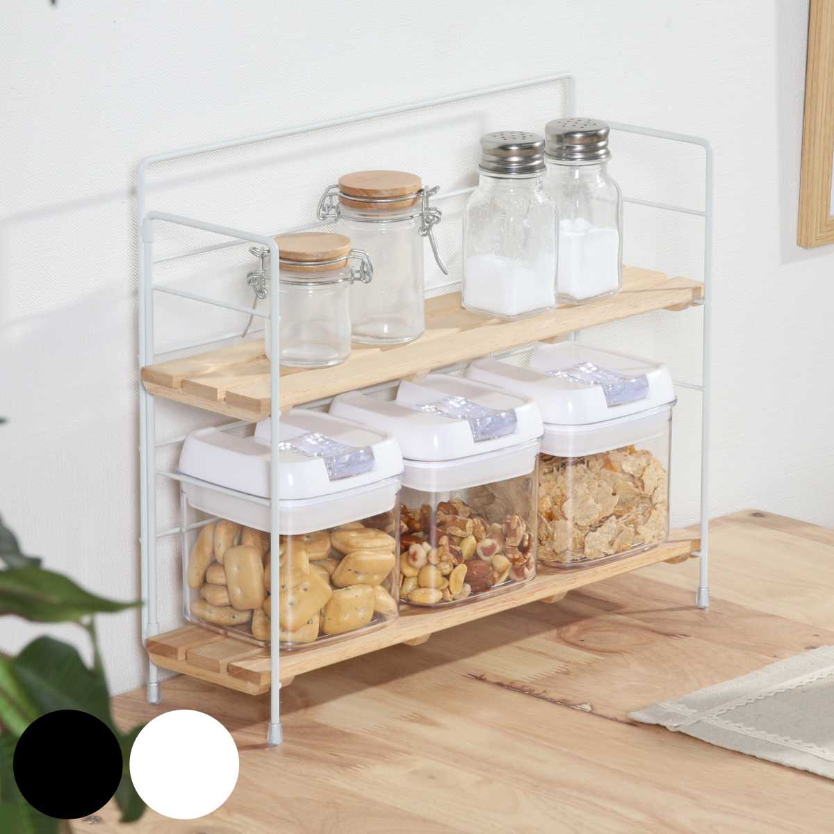 不二貿易（Fuji Boeki） 調味料ラック ウッドミニシェルフ ワイド